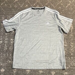 Adidas Men's Heather Gray T-Shirt with White Accents